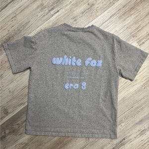 White Fox Boutique Oversized Shirt Gray W/Light Blue Puff Lettering Size XS/S